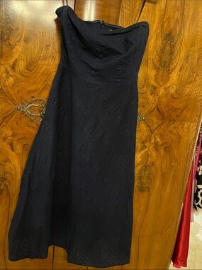 J. Crew Strapless  Seersucker Navy Dress Size 4